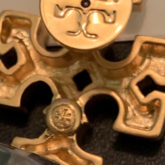 Tory Burch Roxanne clear green crystal stone drop earrings - Picture 5 of 6